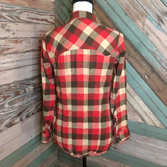 TASHA POLIZZI Red Plaid Flannel Shirt, SZ S - Picture 2 of 6